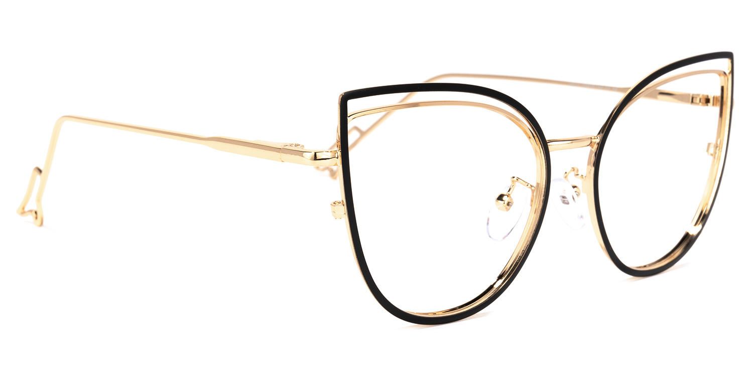 Pearline - Cat Eye Black/Gold Eyeglasses | Vooglam 5