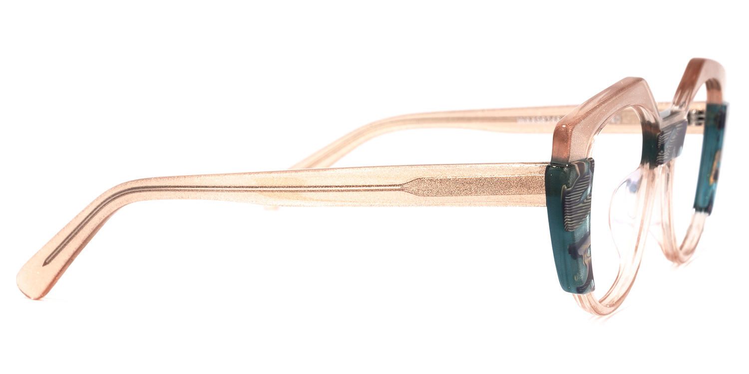 Lenore - Geometric Champagne Eyeglasses | Vooglam 4