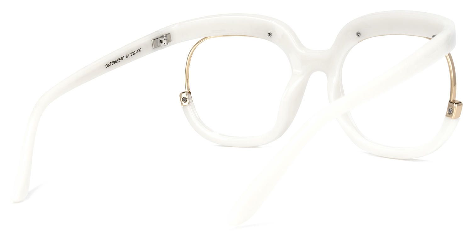 Fredia - Square White Eyeglasses | Vooglam Side View