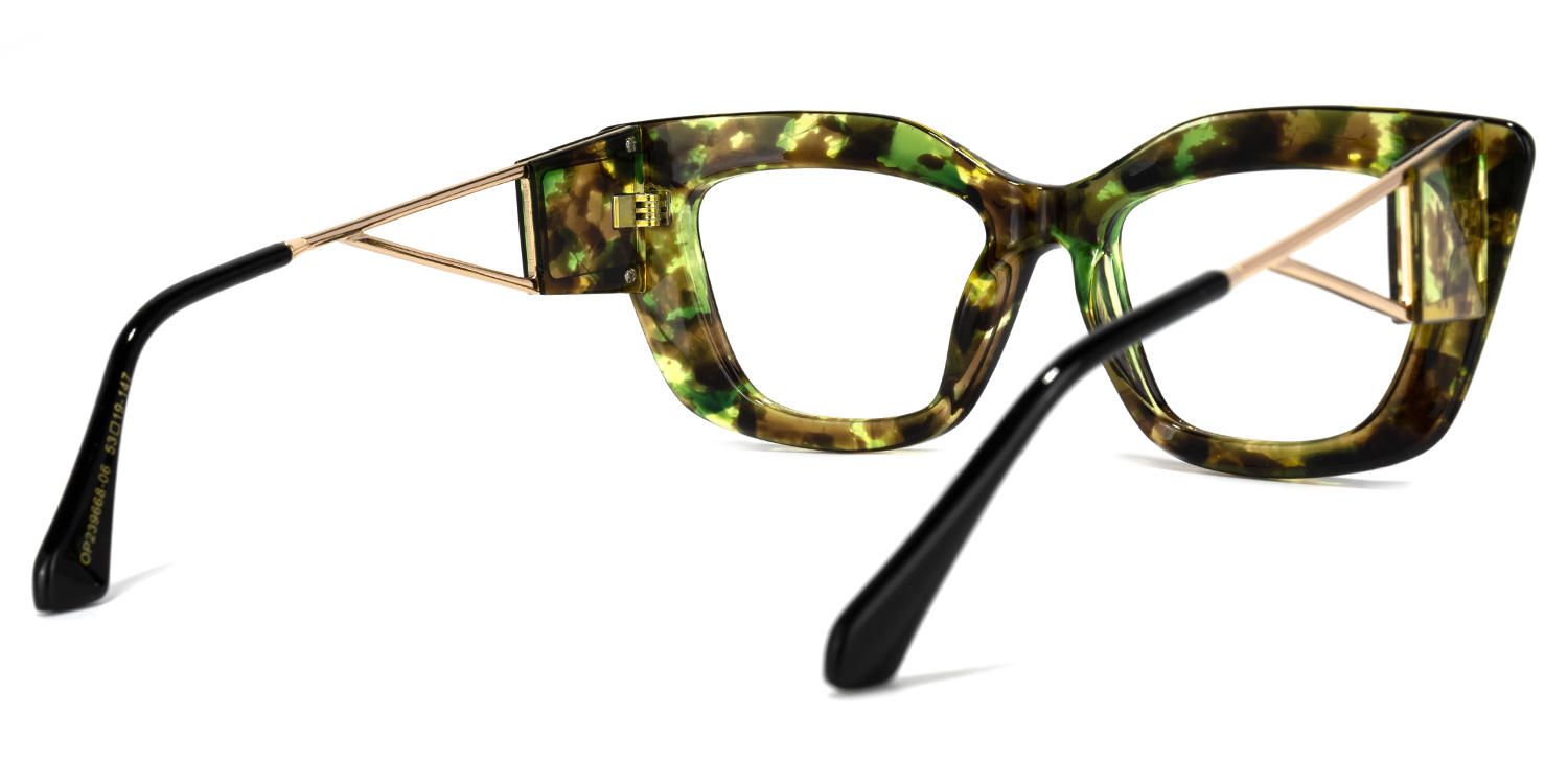 Walburga - Rectangle Green Tortoise Eyeglasses | Vooglam Side View
