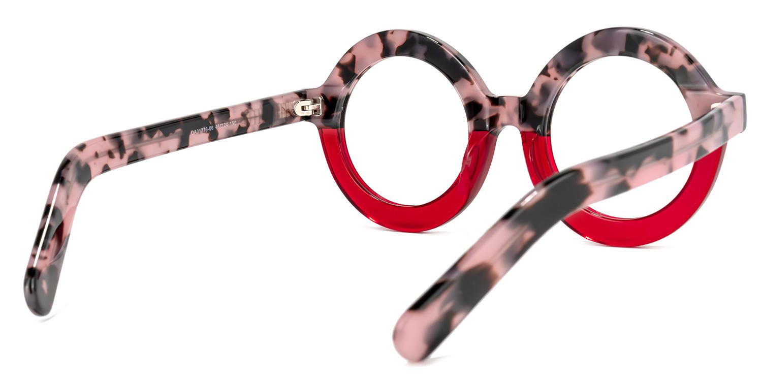Almon - Round Pink/Tortoise Eyeglasses | Vooglam Side View