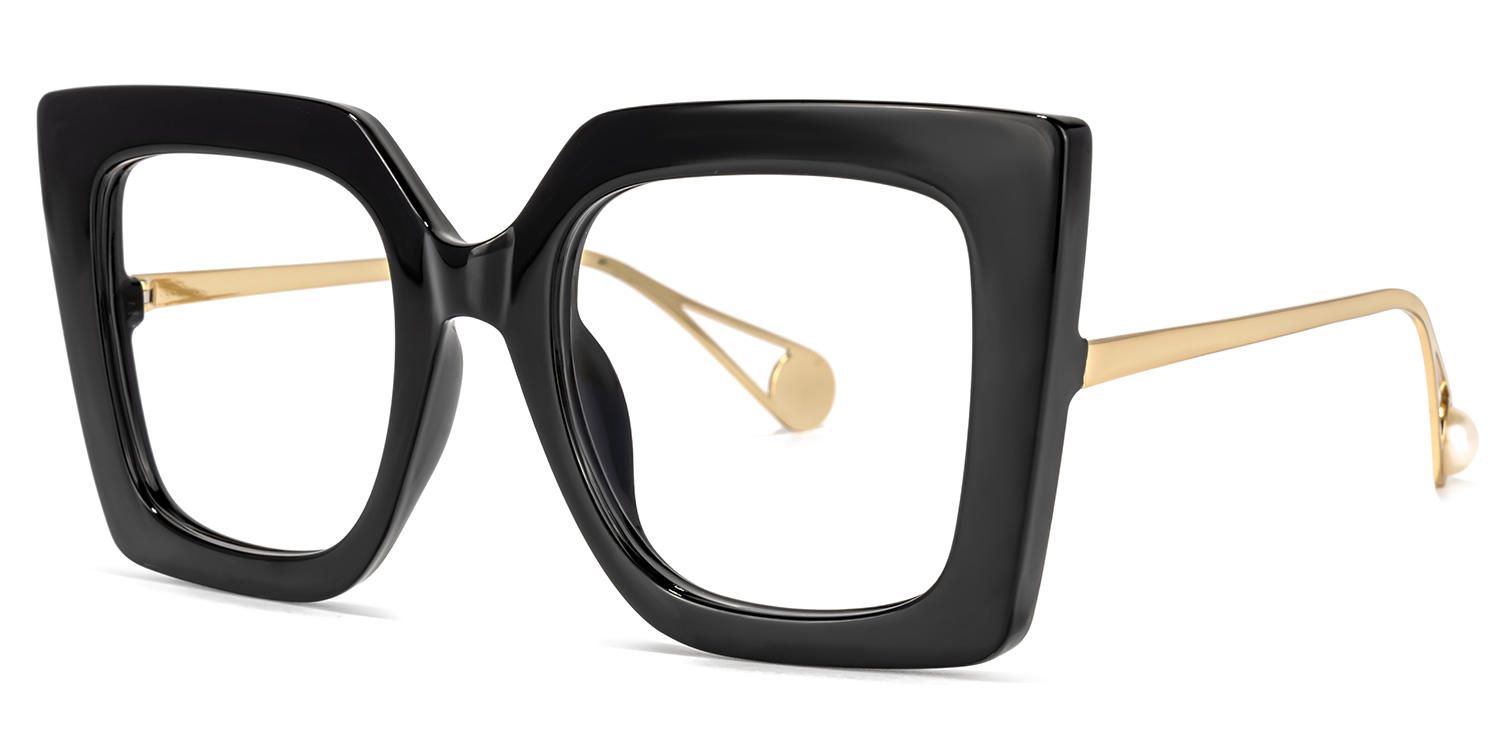 Adrienne - Gorgeous Black Square Glasses Frames | Vooglam Front View