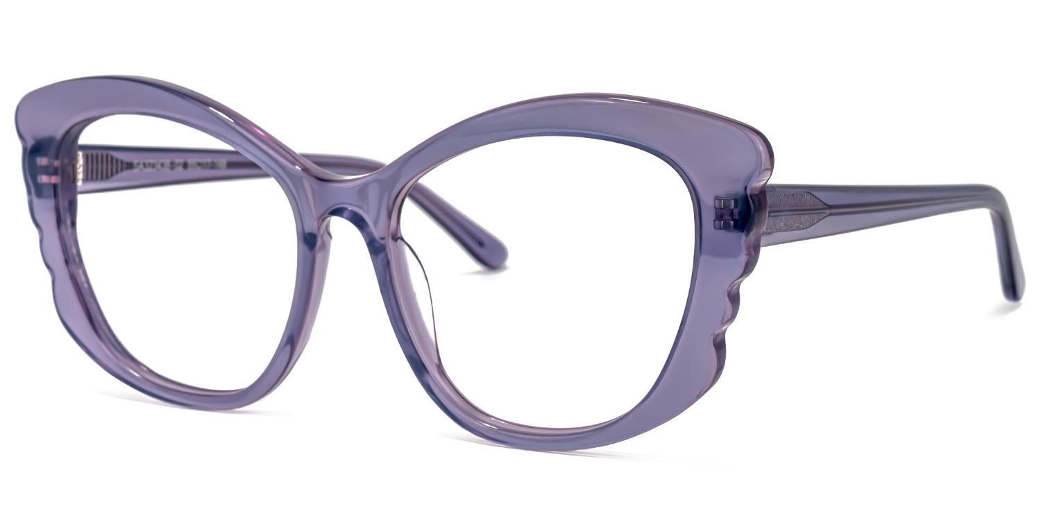Geometric Purple Eyeglasses | Vooglam.com Front View