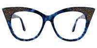 Cat Eye Blue Eyeglasses | Vooglam.com Angle View