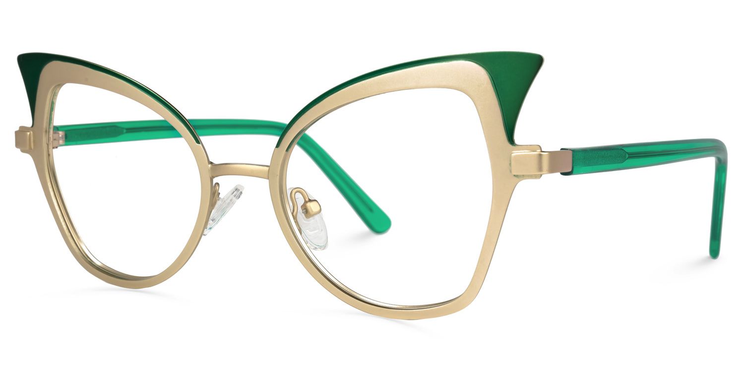 Rainey - Cat Eye Gold Eyeglasses | Vooglam Front View