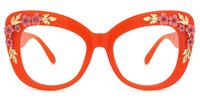 Bettina - Square Orange Eyeglasses | Vooglam Angle View