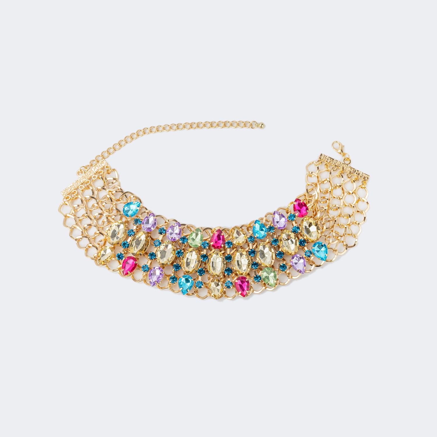 Colorful Love Statement Necklace by Vooglam.com - Front View
