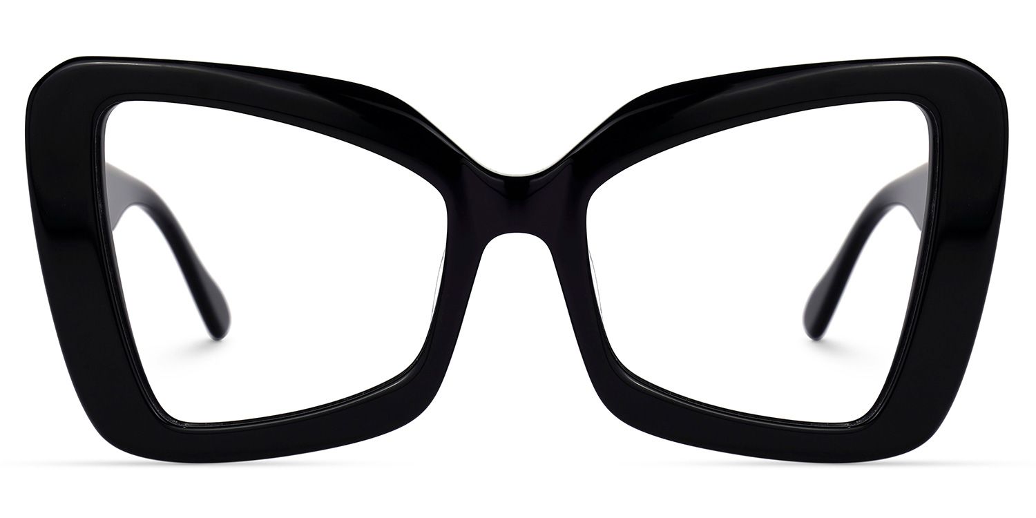Mandi - Bold Black Butterfly Frame Eyeglasses | Vooglam Angle View