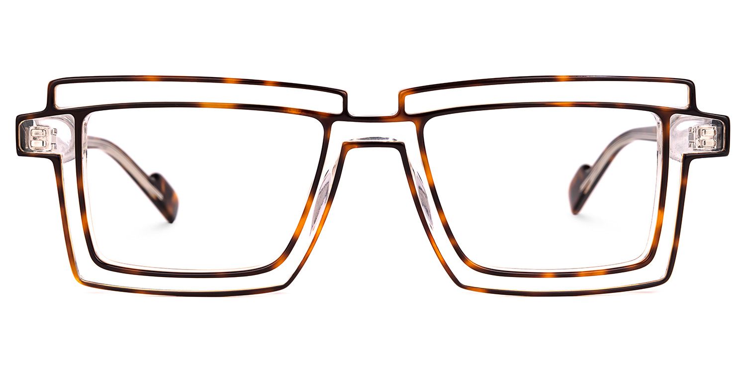 Joselyn - Rectangle Tortoise Eyeglasses | Vooglam Angle View