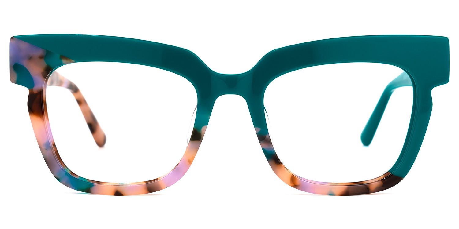 Fludd - Rectangle Green Eyeglasses by Vooglam - Angle View