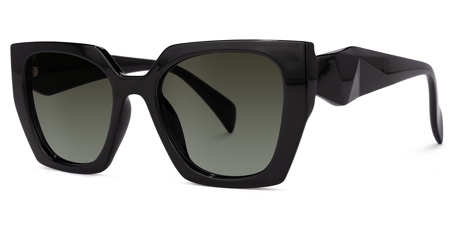 Square Black Sunglasses | Vooglam.com Front View