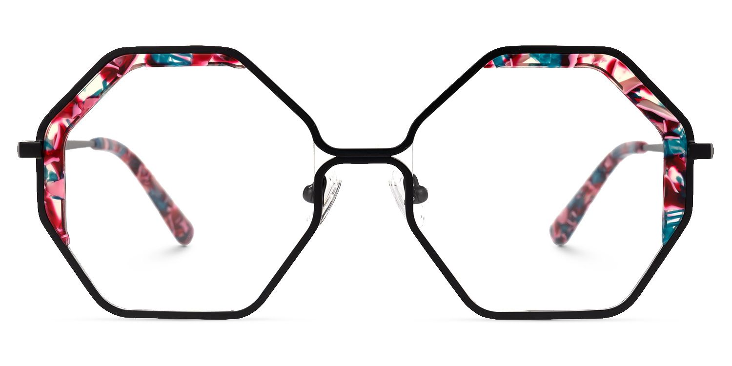 Scotto - Unique Octagon Floral Metal Glasses | Vooglam Angle View