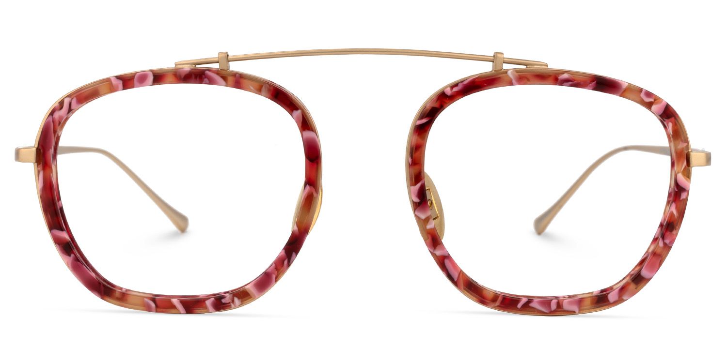Aviator Red/Floral Eyeglasses | Vooglam.com Angle View