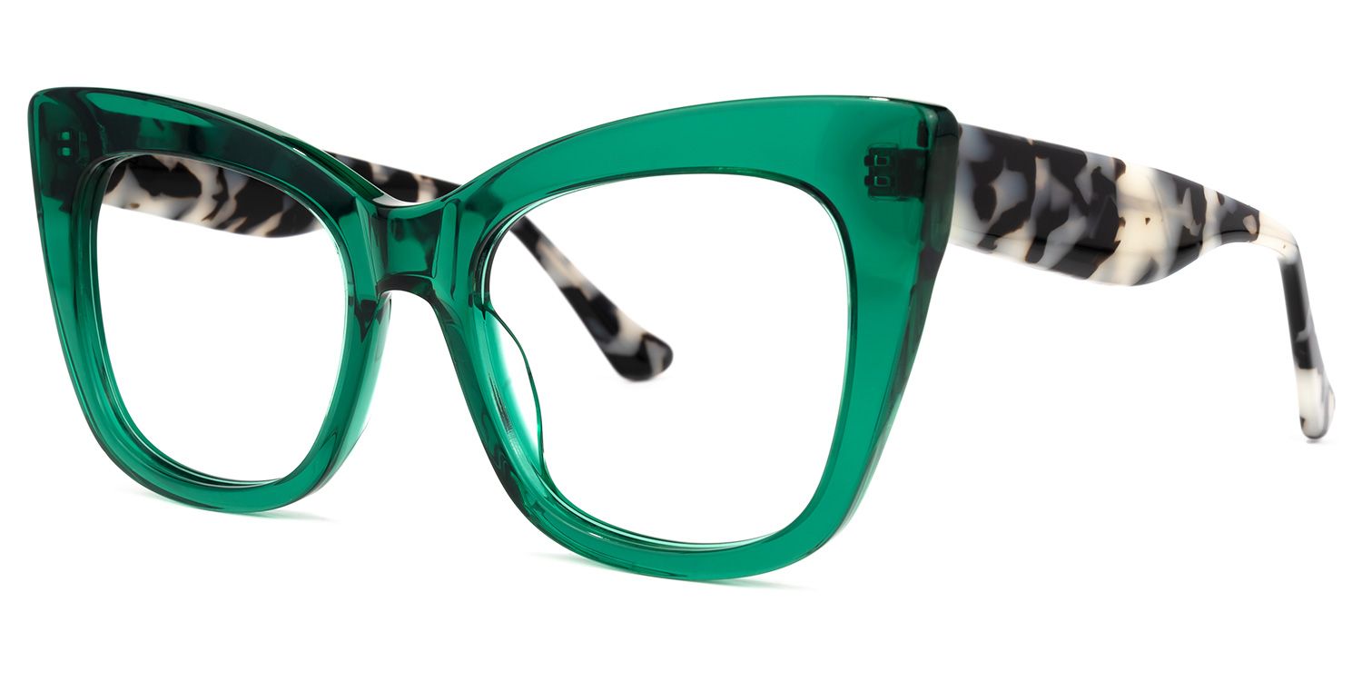 Escobar - Square Green Eyeglasses | Vooglam Front View