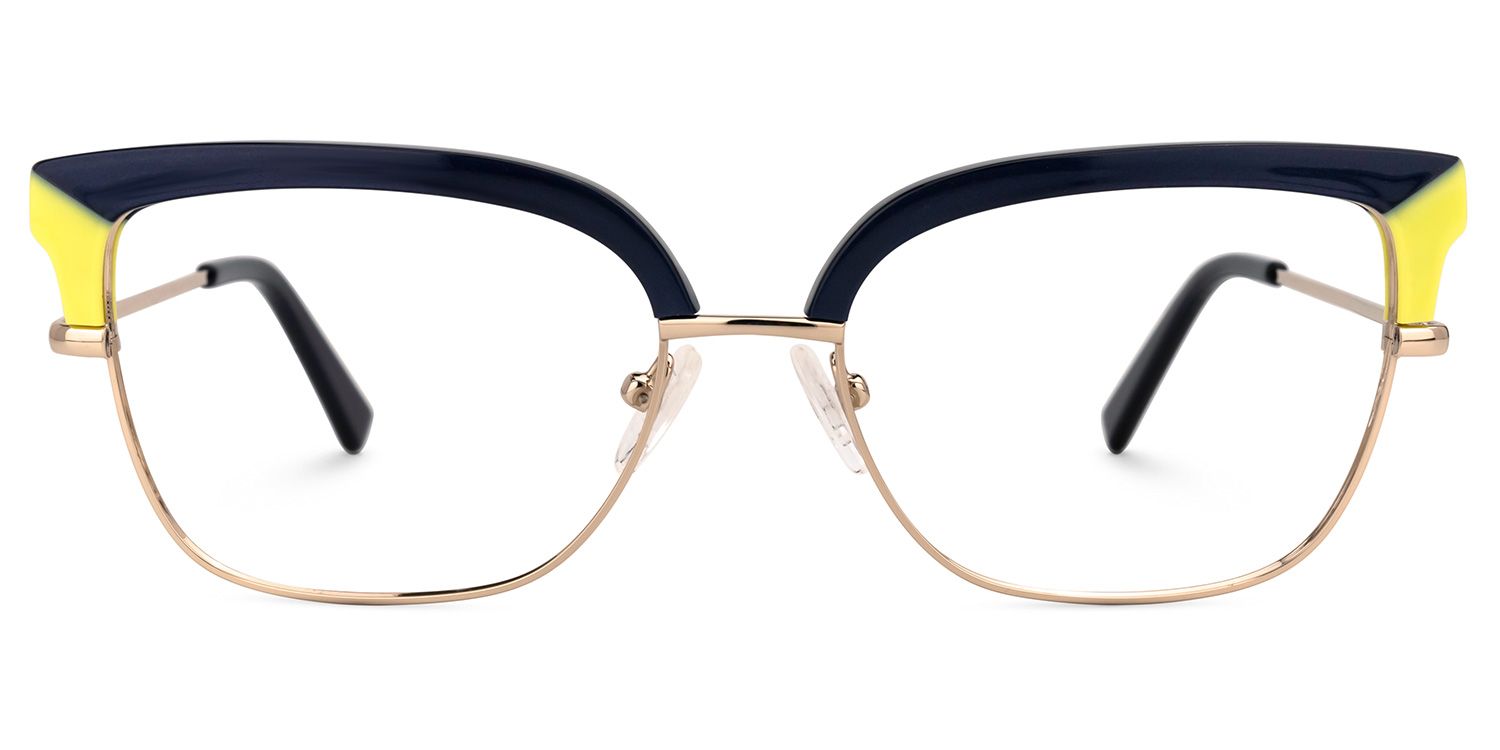 Browline Blue Eyeglasses | Vooglam.com Angle View