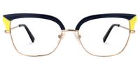 Browline Blue Eyeglasses | Vooglam.com Angle View