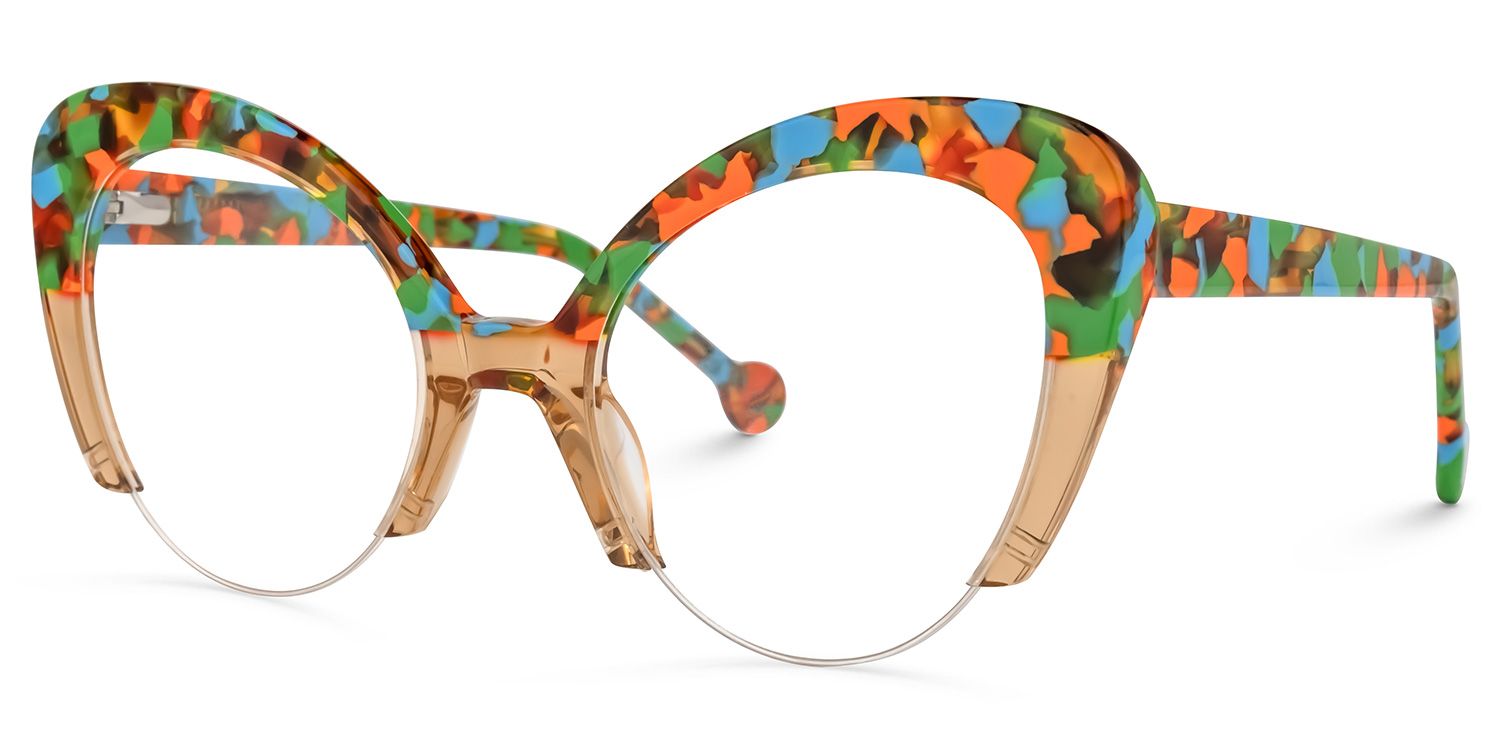 Salas - Cat Eye Floral Eyeglasses by Vooglam - Front View