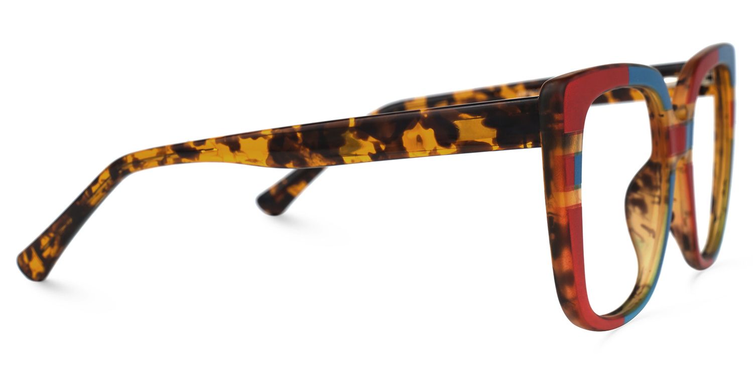 Sargent - Square Blue/Red Eyeglasses by Vooglam - Product View 4