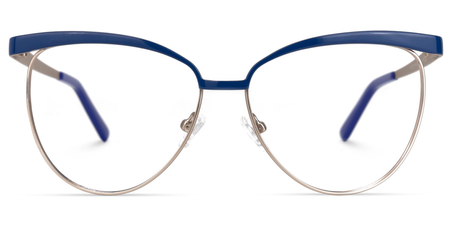 Browline Blue Eyeglasses | Vooglam.com Angle View