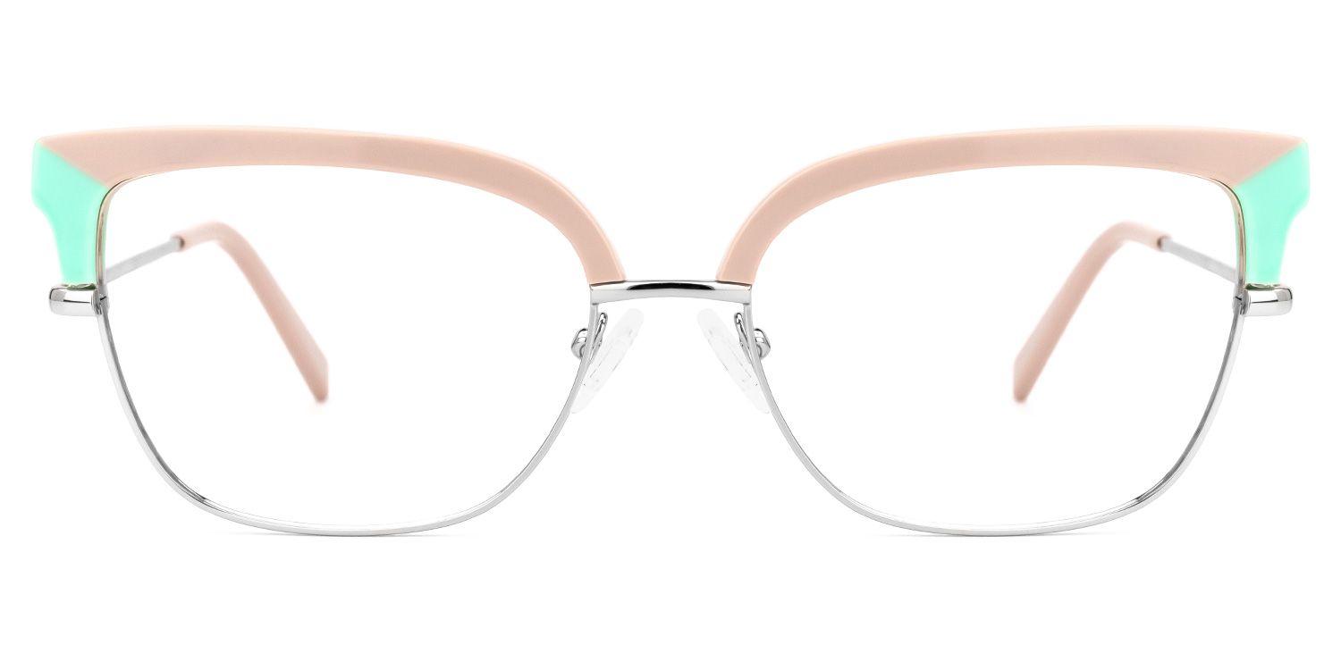 Browline Pink Eyeglasses | Vooglam.com Angle View