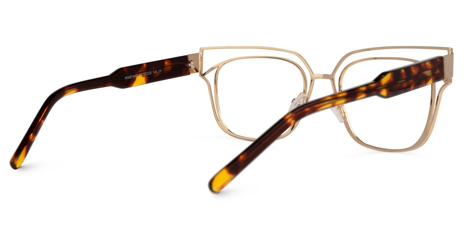 Kadie - Rectangle Gold Eyeglasses | Vooglam Side View