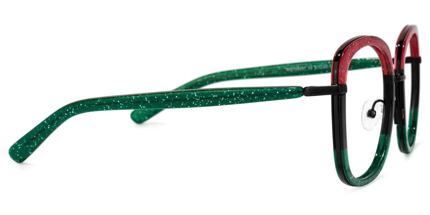 Square Green/Red Eyeglasses | Vooglam.com 4