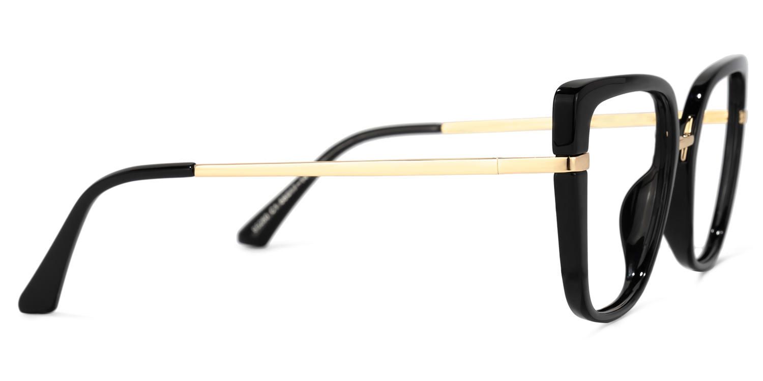 Declan - Bold Black Glasses Gold Accent Temples | Vooglam 4