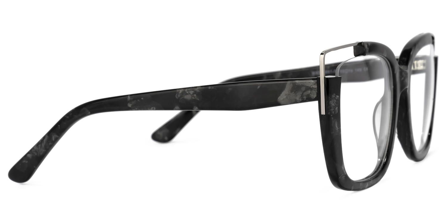 Angelia - Square Black Eyeglasses by Vooglam - Product View 4