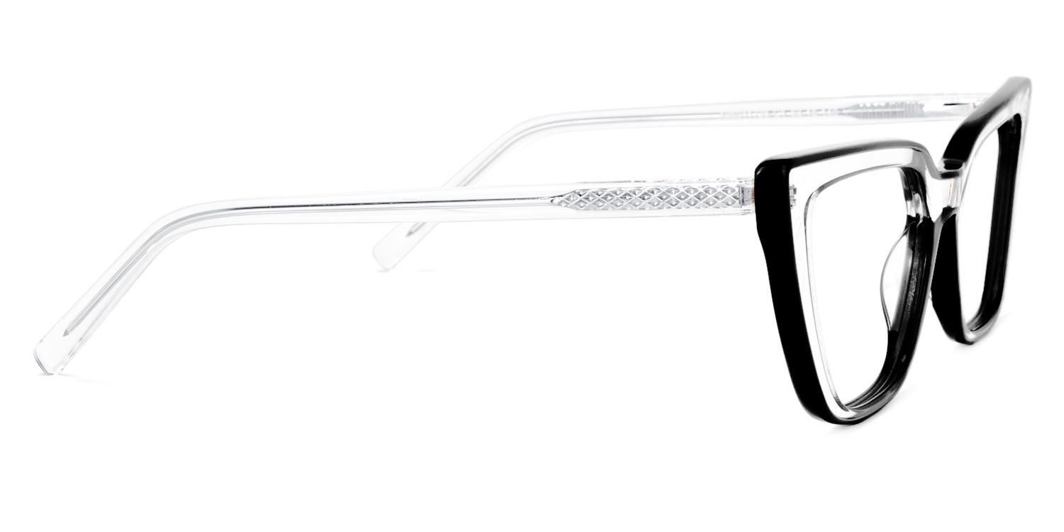 Lyuba - Bold Minimalism Rectangle Black Glasses by Vooglam - Product View 4