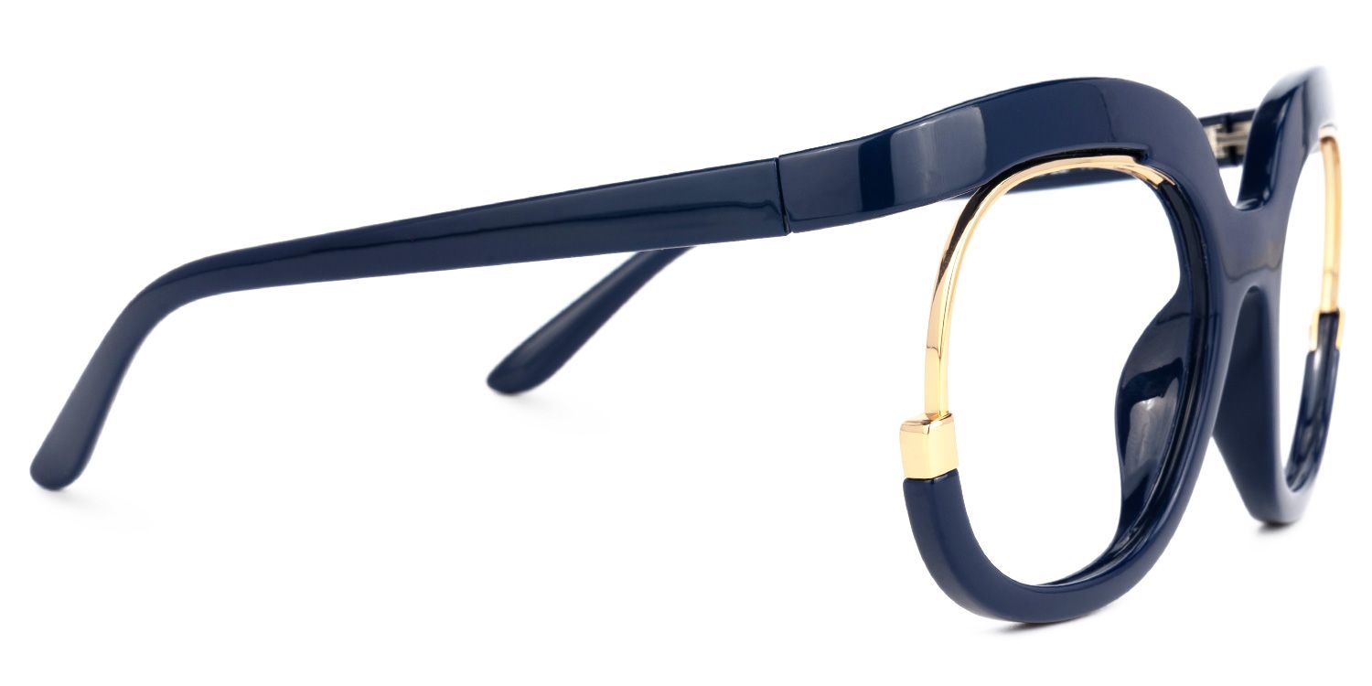 Fredia - Dark Blue Avant-Garde Frame Glasses by Vooglam - Product View 4