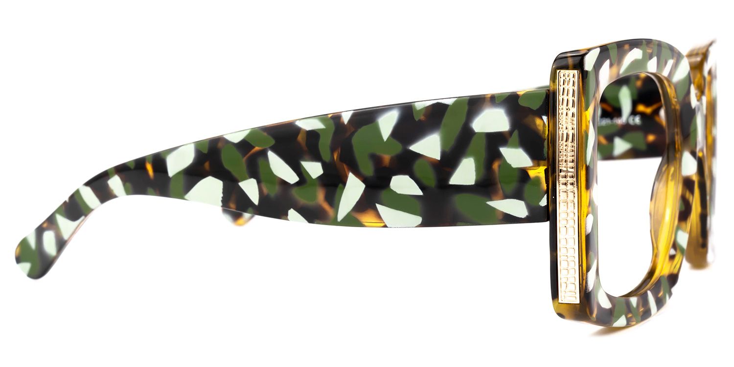 Borislav - Rectangle Green/Pattern Eyeglasses | Vooglam 4
