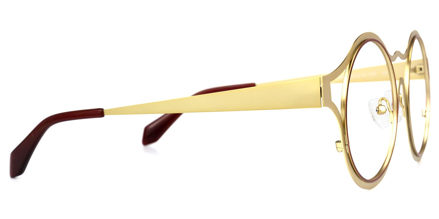 Ailin - Round Gold Eyeglasses by Vooglam - Product View 4