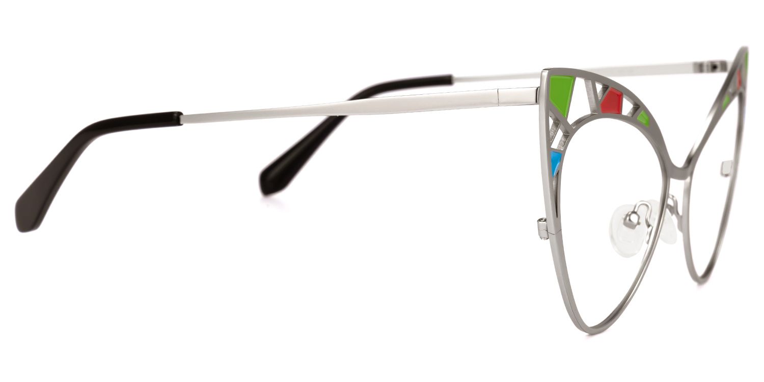 Idaliz - Cat Eye Silver Eyeglasses | Vooglam 4