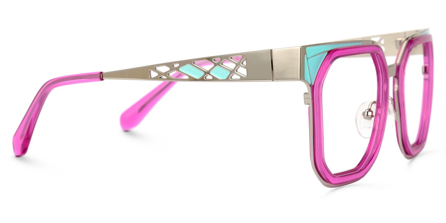 Adelia - Geometric Pink Eyeglasses | Vooglam 4