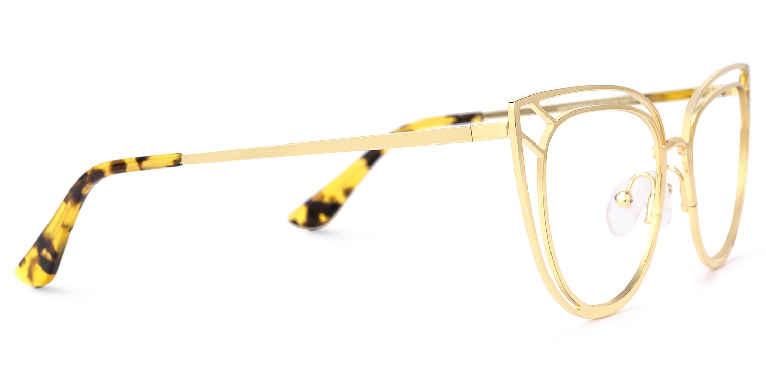 Adah - Cat Eye Gold Eyeglasses | Vooglam 4