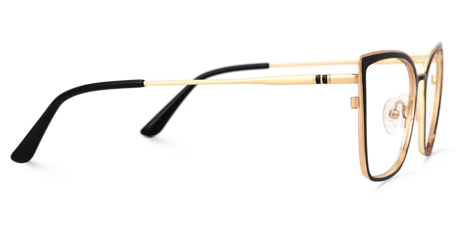 Adeliza - Rectangle Black Eyeglasses by Vooglam - Product View 4