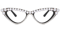 Stylish Black Cat Eye Glasses with Rhinestones Front View