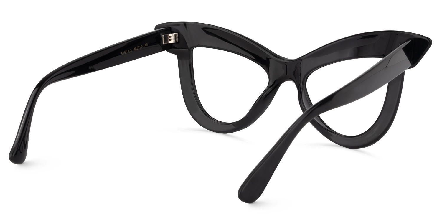 Cat Eye Black Eyeglasses by Vooglam.com - Side View