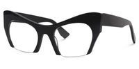 Kelly - Black Half Frame Cat eye Eyeglasses | Vooglam Front View