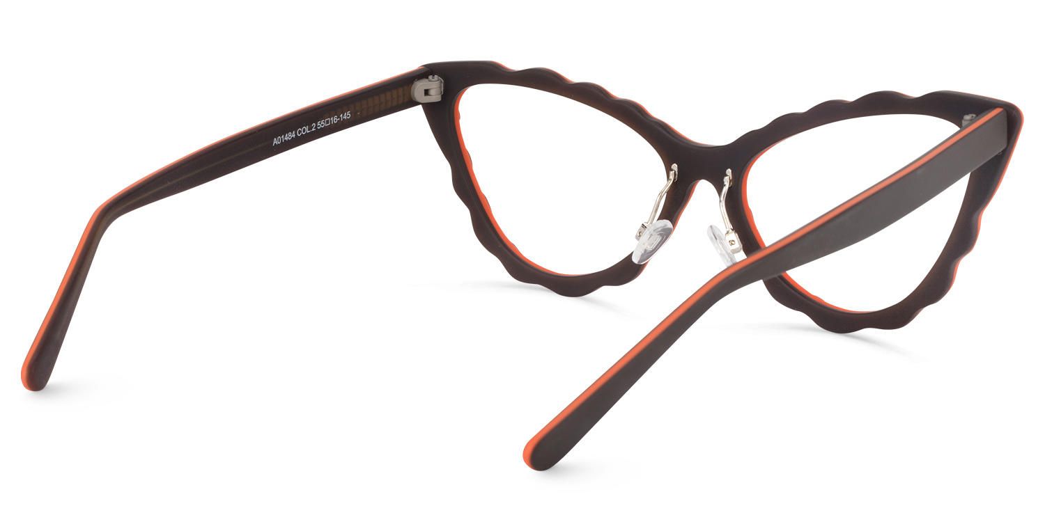 Cat Eye Orange Eyeglasses by Vooglam.com - Side View