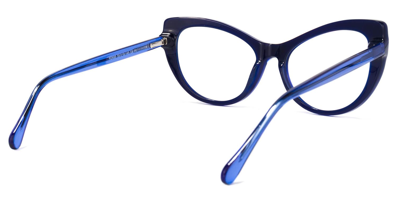 Cat Eye Dark/Blue Eyeglasses by Vooglam.com - Side View