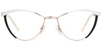 Sydney - White Cat Eye Eyeglasses with Golden Accents │ Vooglam Angle View