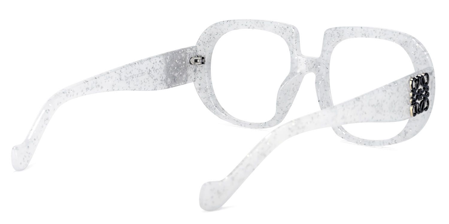 Geometric White Eyeglasses | Vooglam.com Side View