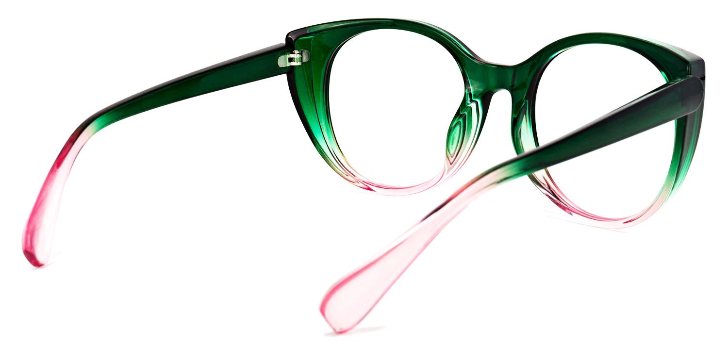 Round Dark/Green Eyeglasses by Vooglam.com - Side View