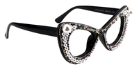 April - Glitter Black Cat Eye Glasses | Vooglam 