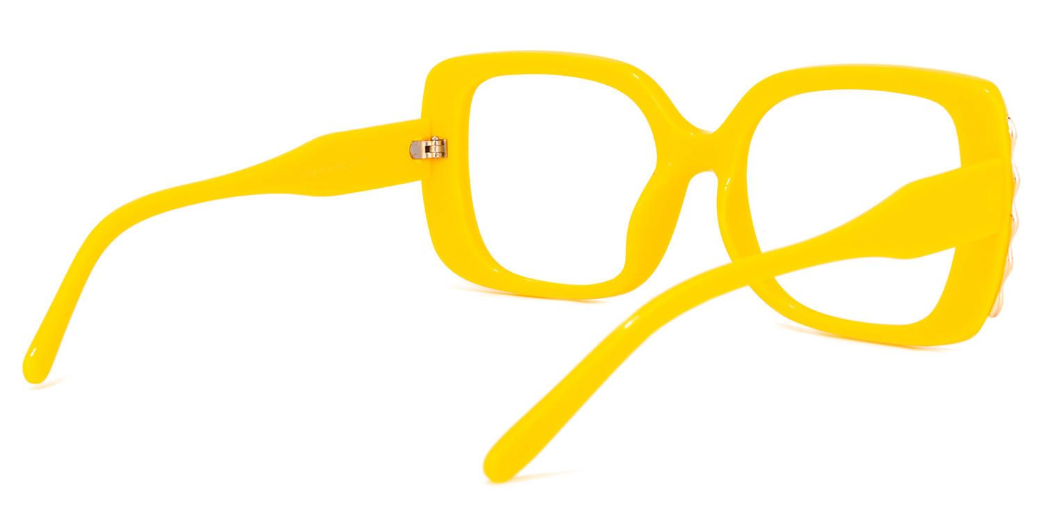 Square Yellow Eyeglasses | Vooglam.com Side View