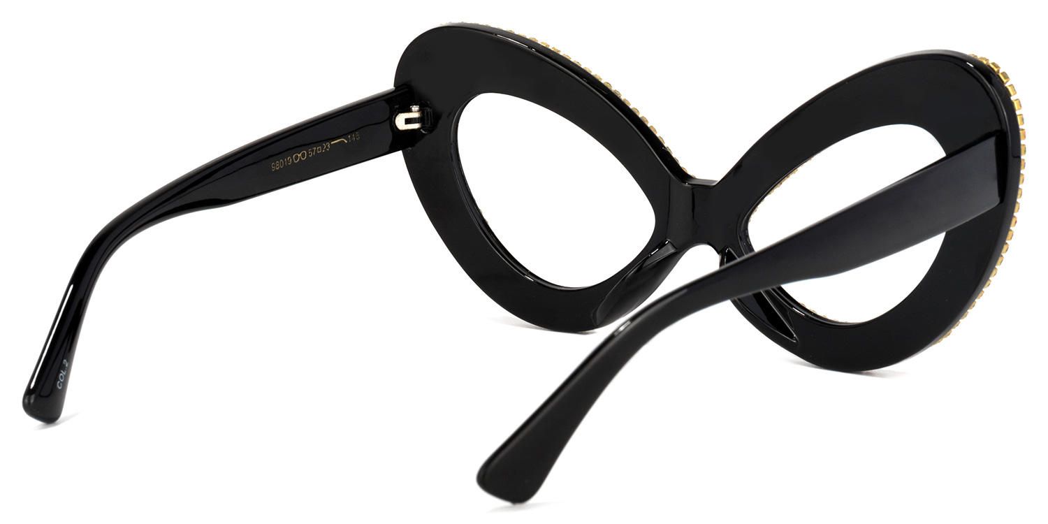 Staci - Cat Eye Multicolor Glitter Eyeglasses | Vooglam Side View