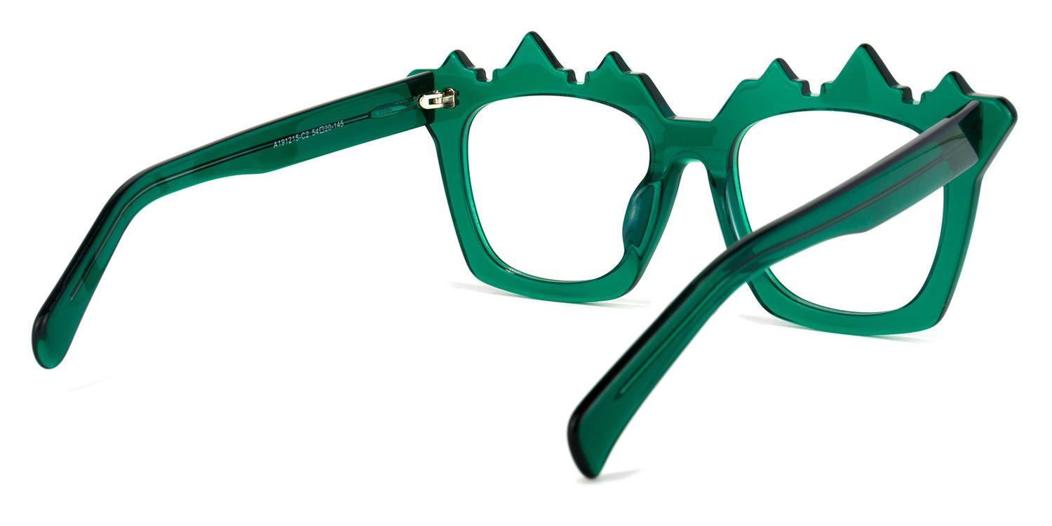 Geometric Dark/Green Eyeglasses | Vooglam.com Side View
