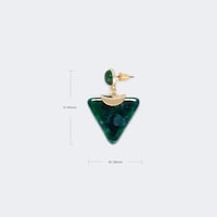 Dark Green Triangle Pierced Earrings - 4