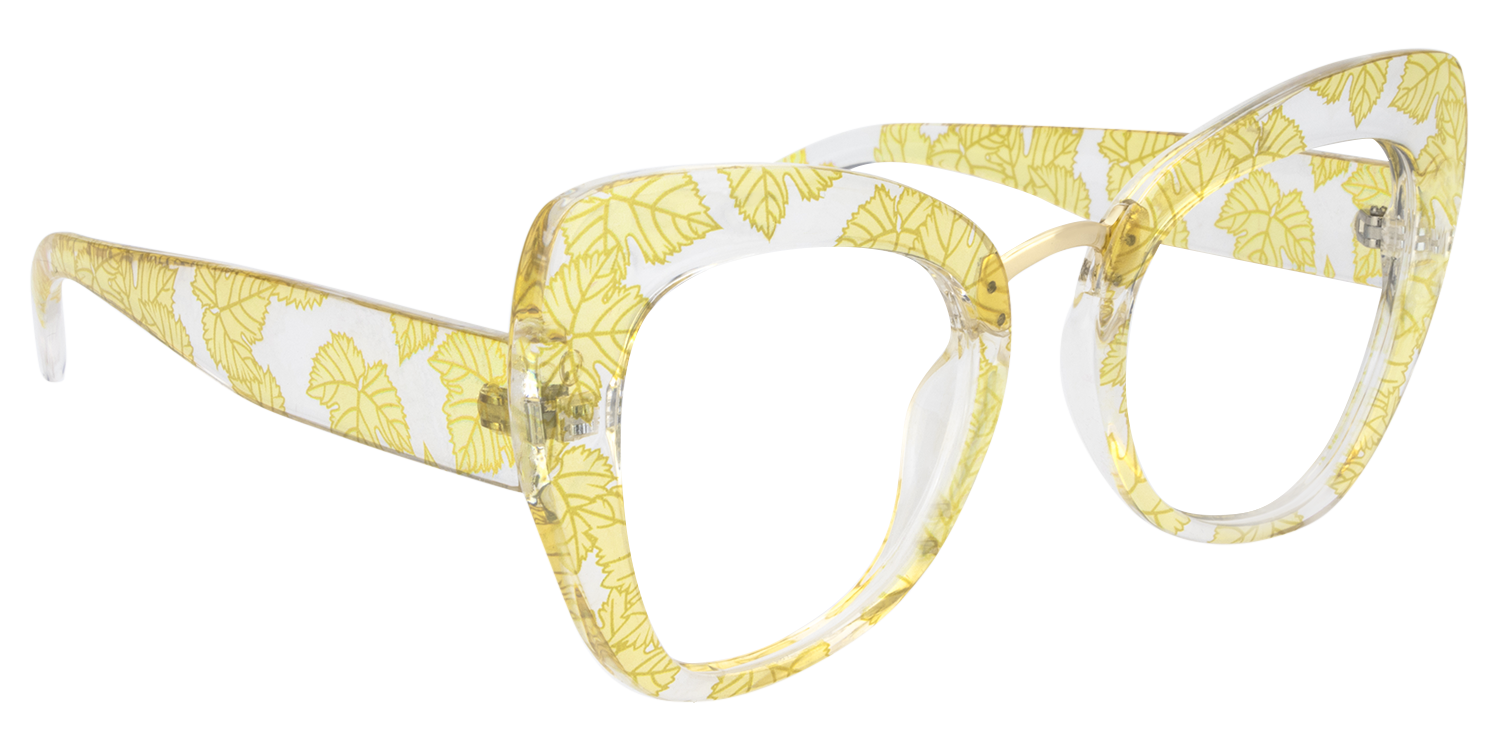 Yellow Spectacles Cat Eye Yellow/Crystal Eyeglasses | Vooglam.com